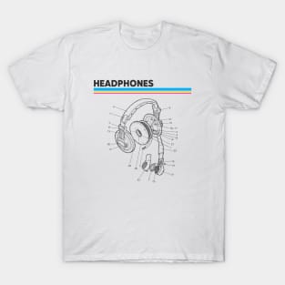 Retro Headphones Diagram T-Shirt